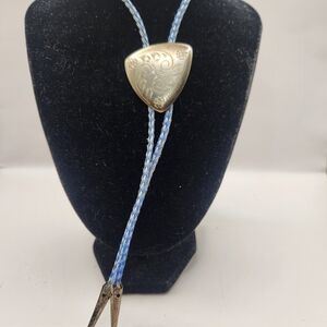 Silver and Blue Bolo Tie
